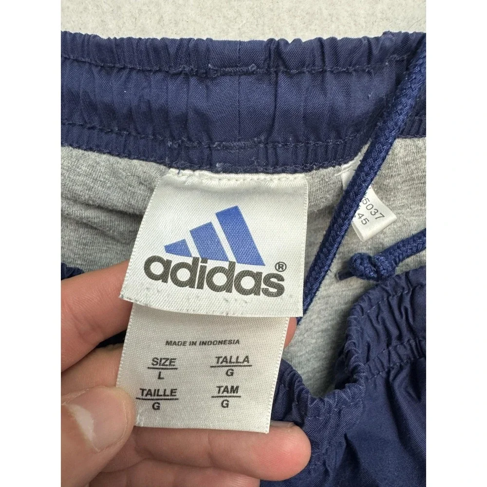 VTG Adidas Track Pants Mens Large Blue Nylon 3 Stripe Lined Zip Ankle Athletic